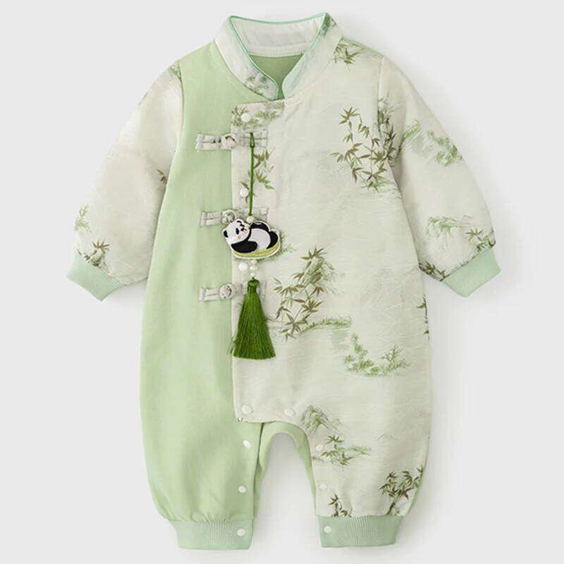 Autumn Baby Girl Outfits Newborn Boy Clothes Fashion Chinese Style Cute Panda Long Sleeve Cotton Rompers Jumpsuits BC217 26H0224