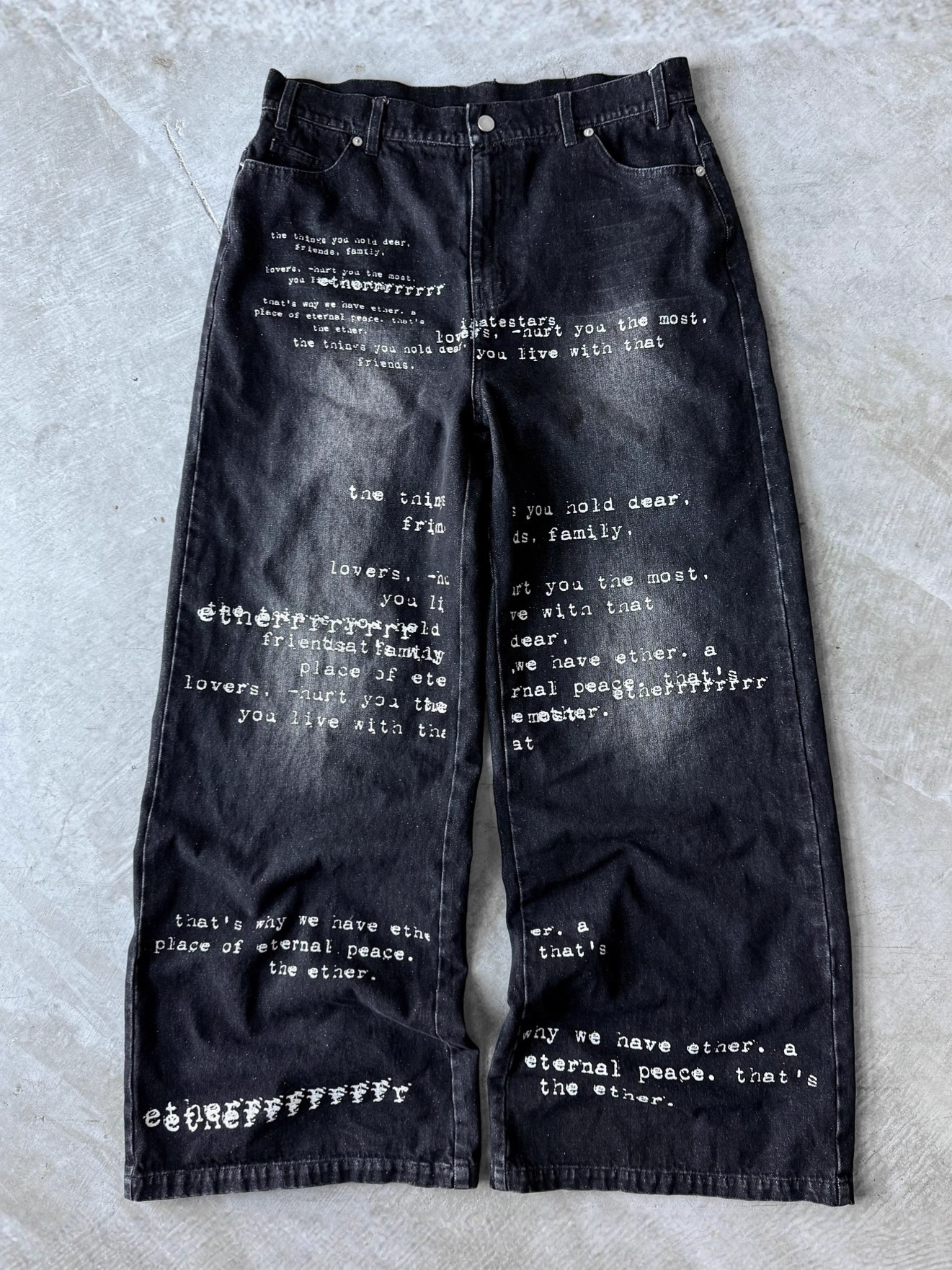 Men's Pants Y2K Gothic Blue Denim Embroidery Harajuku Wide Revival Mens Jeans Foliage Bootcut Women Pocket Hip Hop Streetwear