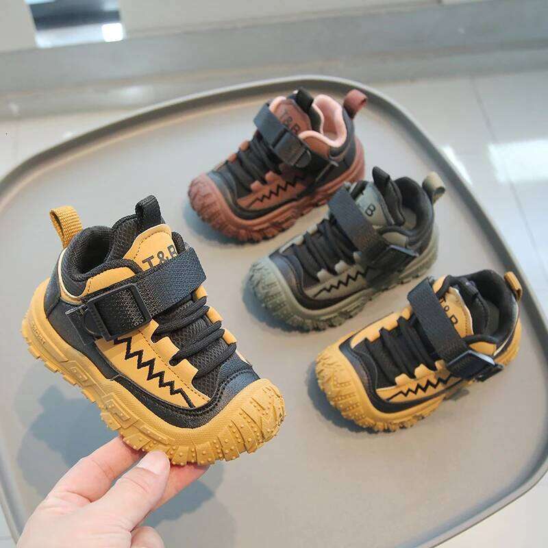 PU Leather Sport For Children Waterproof Hiking Tactical Kid's Sneakers Anti-slippery Boy's Girl's Running Shoes 26W0224