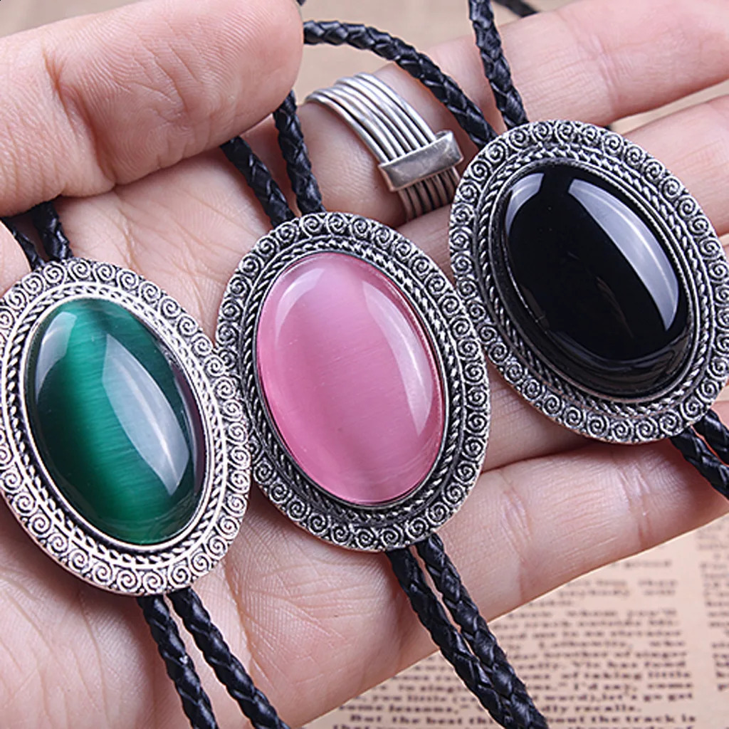 Agate Time Gem bolo tie retro shirt chain bolo collar rope leather necklace tie 260120
