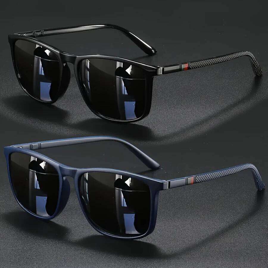 2pcs Luxury Square Vintage Polarized Cycling Sunglasses Men Women Fashion Travel Driving Fishing Sun Glasses Male Eyewear UV400 26W0224