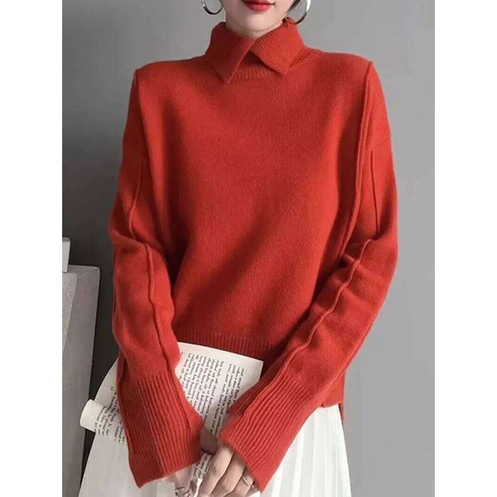 Polo Collar Knitted 2025 New Autumn Winter Women Elegant Solid Color Sweater Female Soft Pullover Casual Bottom Shirt 26W0224