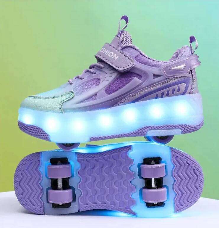 Four-wheel shoes, children's walking teenagers' wheel shoes LED lamp Outdoor Sports Shoe sroller skates kids Gift 26W0224