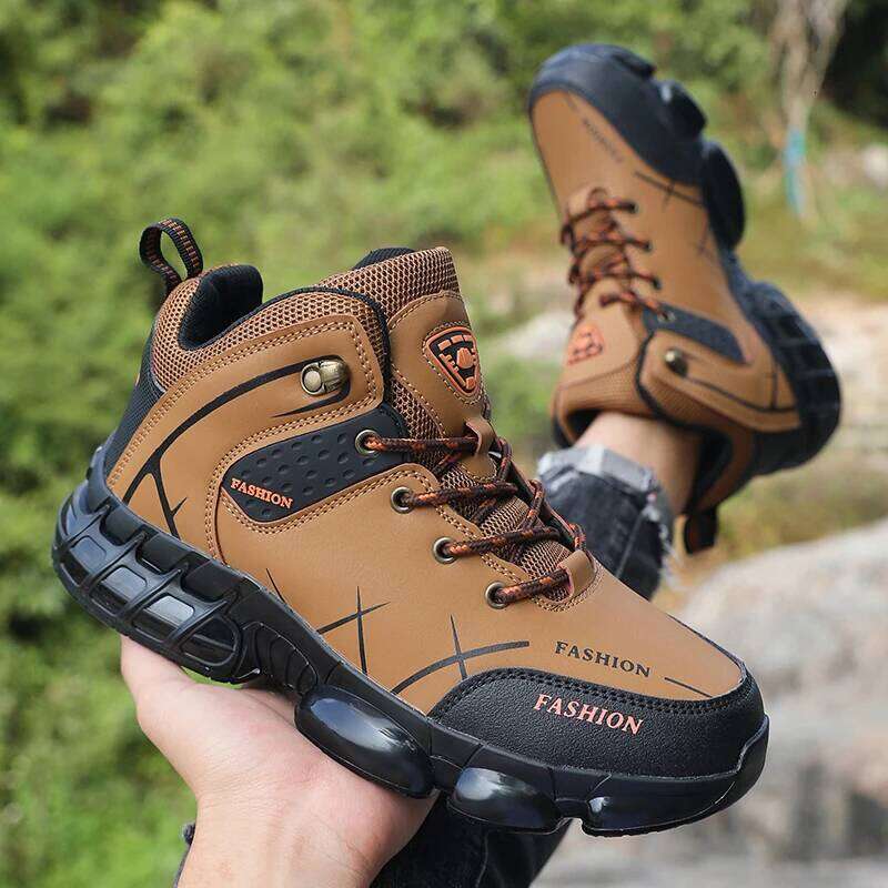 New Hiking Shoes High Quality Durable Leather Climbing Shoe Outdoors Camping Waterproof Fishing Hunting Walking Sneakers Men