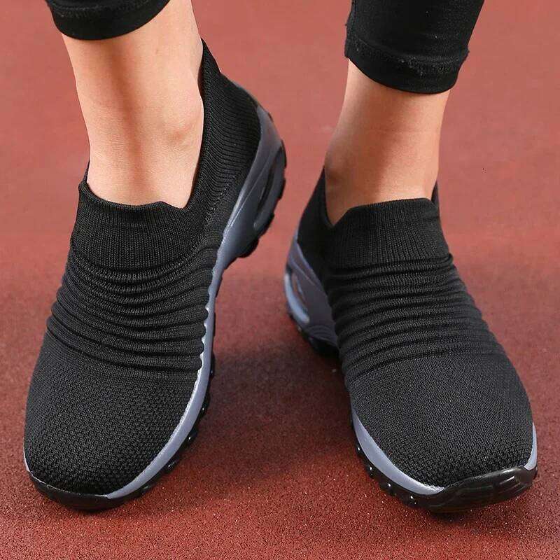 Women's Summer on Black Sporty Casual Breathable Height Increasing Thick Soled Non Slip Comfortable New Walking Shoes