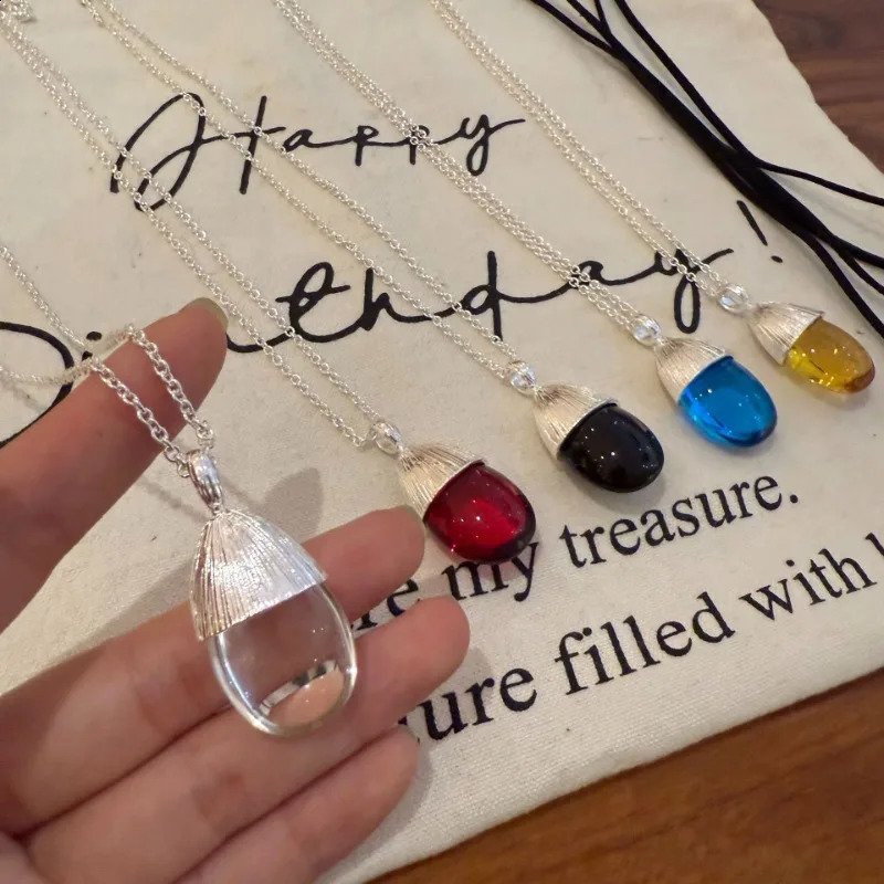 Bloggers Same Clear Crystal Glass Pinecone Personalized Ins Minimalist Niche Necklace Jewelry Accessories 260208