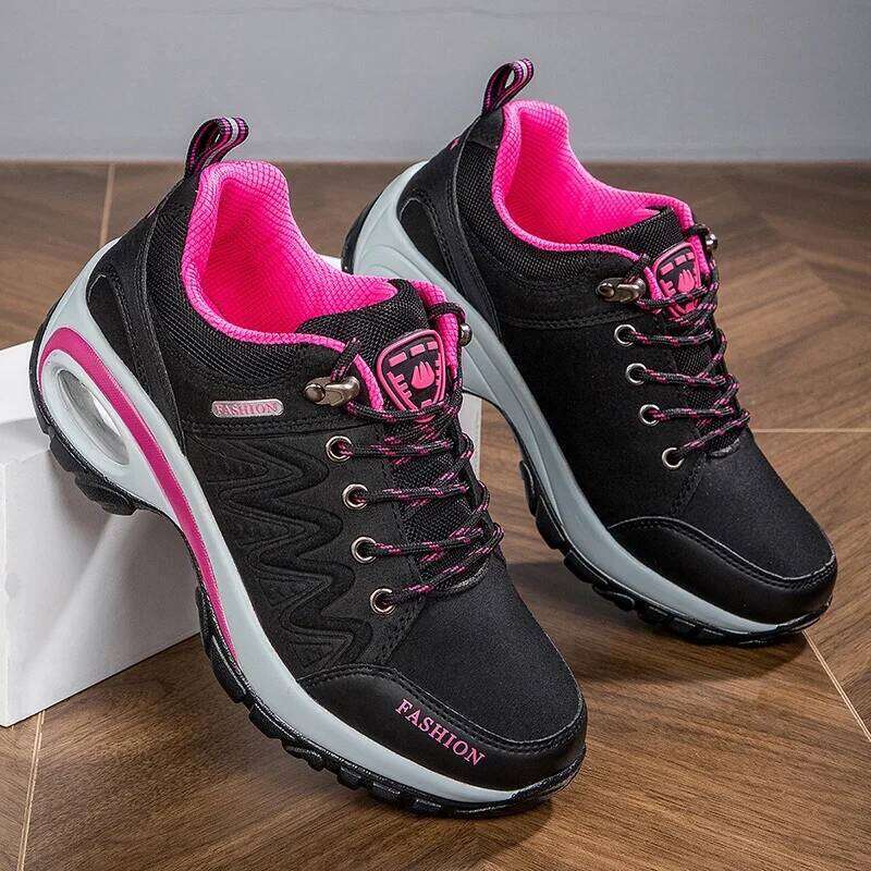 Sports Platform Leather Sneakers Waterproof Fashion Outdoor Hiking Non-Slip Casual Walking Shoes Women Footwear