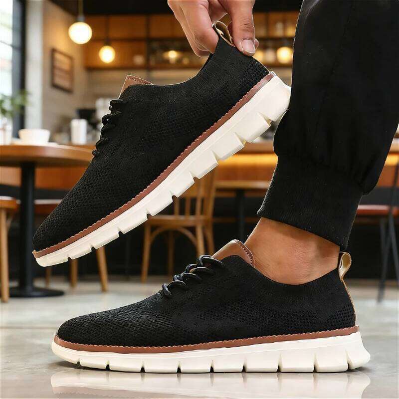 Men's Outdoor Casual Mesh Breathable Knit Lightweight Anti-Slip Sole Comfortable Walking Shoes 2025 Sneakers Men