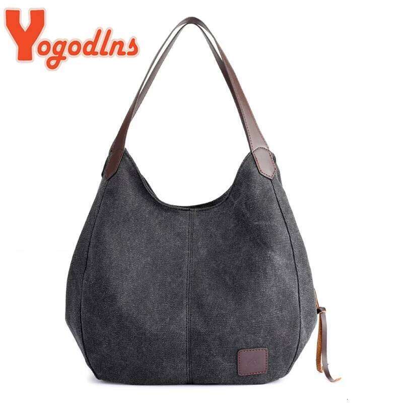 Yogodlns Vintage Canvas Women Large Capacity Shoulder Casual Handle Bag New Fashion Hot Lady Shopping Handbag bolso Z260224