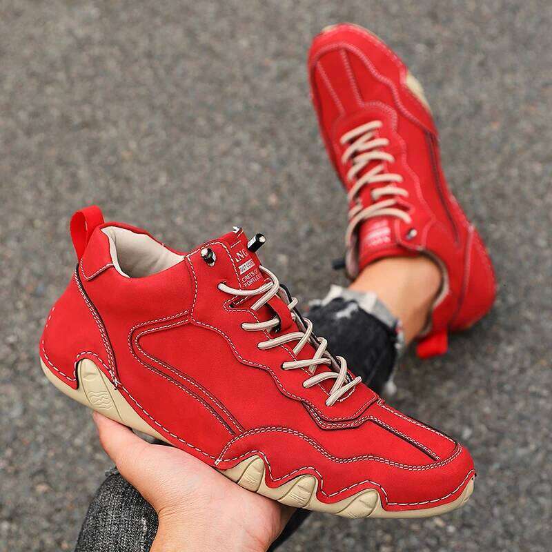 Casual Loafers Fashionable Low Cut Handmade Leather Sports Shoe 2025 New Retro British Style Men's Motorcycle Riding Boots