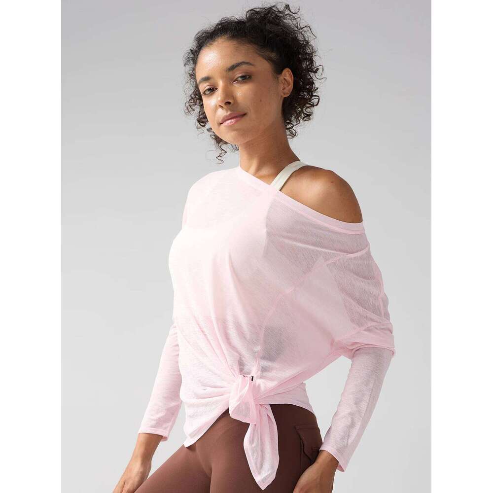 Fashion Women's Breathable Loose Quick Drying Long Sleeve Yoga Shirts Slimming Side Slits Leisure Running Fitness Cycling Tops 26Y0224