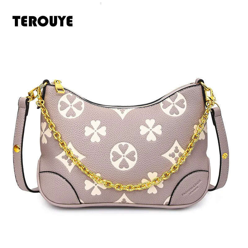 Free Shipping Bags Luxury Bags Retro Color-Blocking Classic Printed Korean-Style Trendy Women's Bag With Exquisite Patterns TEROUYE