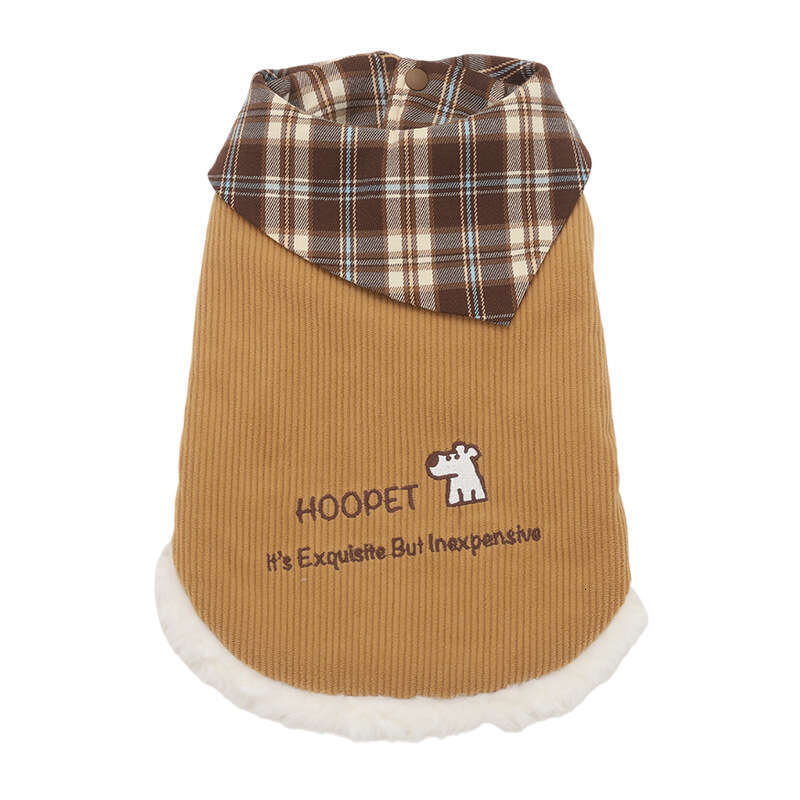 Famous brand Hoopet Pet Plaid Collar Corduroy for Cats Small Dogs Autumn and Winter Outdoor Warm Dog Vest Clothing pupakaIK