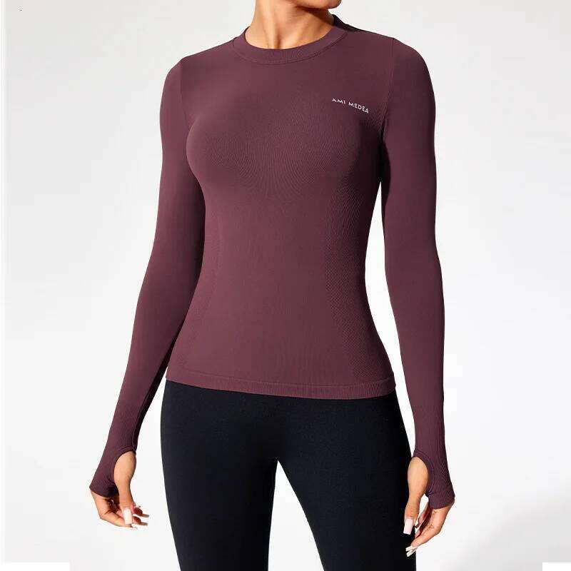 Women's Seamless Workout Top Long Sleeve, Slim Fit Running Shirt, Tummy Control Yoga Fitness Tee 26Y0224