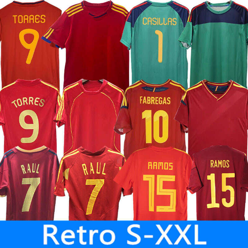 1998 Spain retro jersey 1996 1994 RAUL XAVI Hierro LUIS ENSRIQUE ALONSO Caminero Iniesta PUYOL PIQUE David Villa TORRES 2010 2008 2012 2002 Guerrero Guardiola