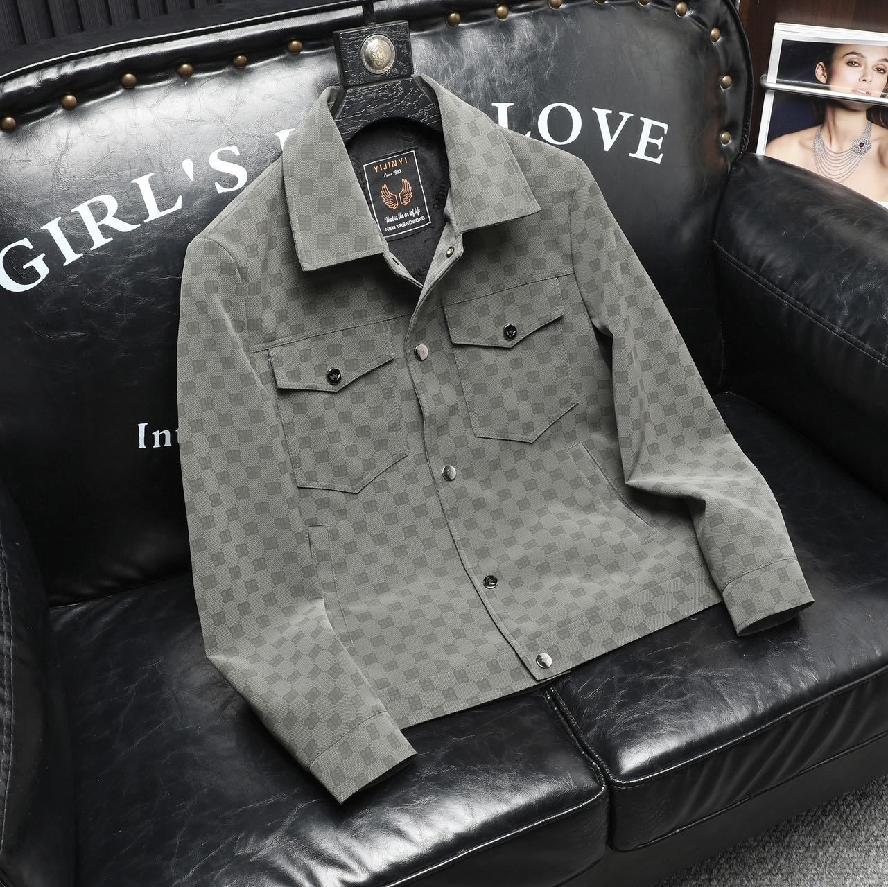 Autumn and winter embossed lapels cropped leather jackets men's jackets are fashionable casual and versatile