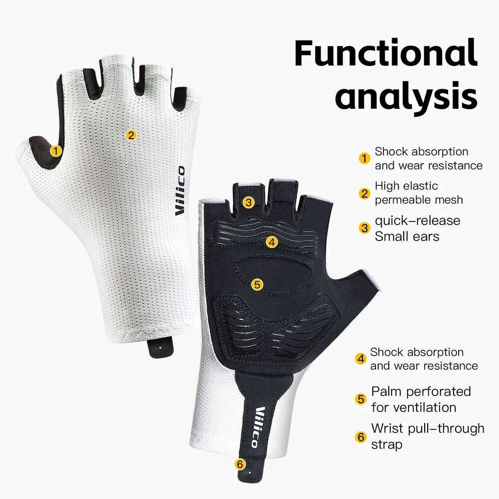 Short Cycling Fingerless Gloves Anti-slip Bicycle Lycra Fabric Half Finger Mitten for Mtb Road Bike Sports Racing 26H0224