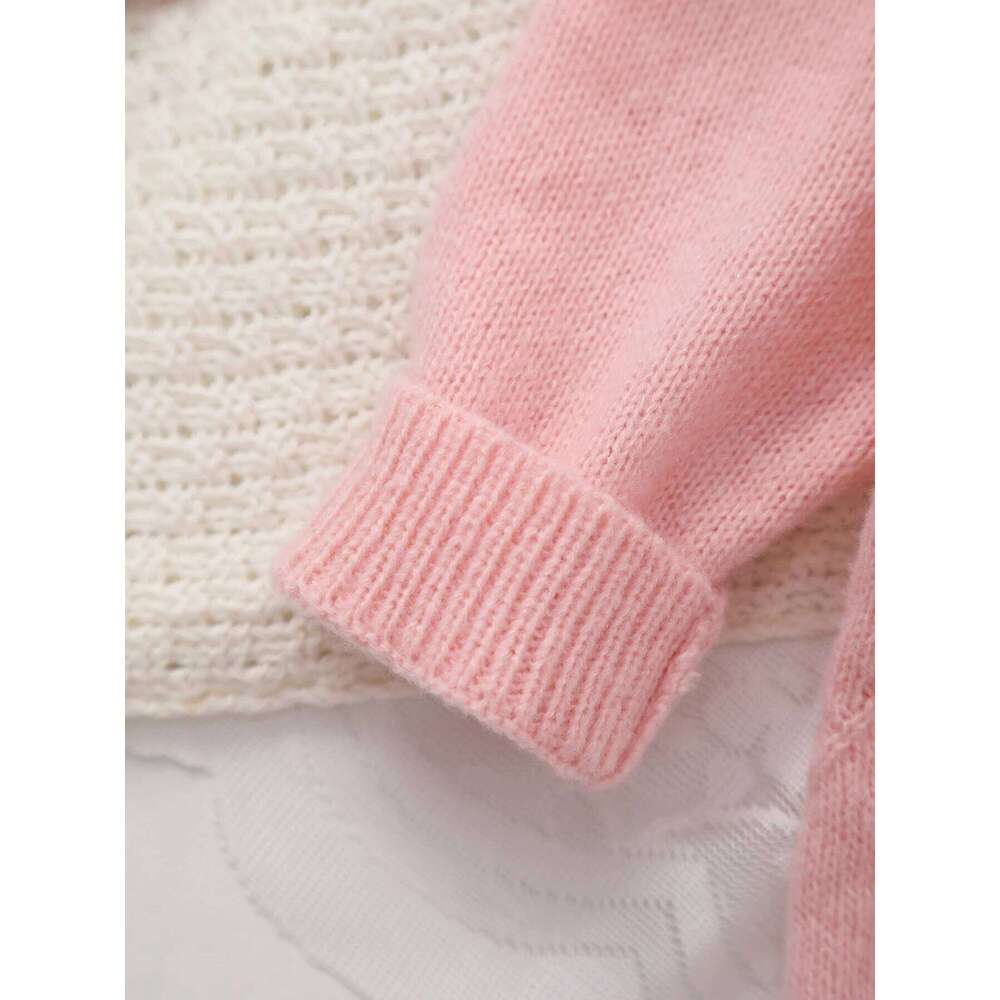 Spring and Autumn Baby Flower Embroidery Long Sleeve Knitted Children's Embroidered Footed Jumpsuit 26H0224