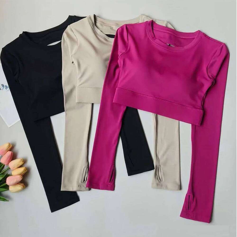 Women's Long Sleeve Yoga Shirt Sports Top with Chest Cushion Short Elegant Shawl Small Cam Pura Speed Dry for Autumn 26Y0224