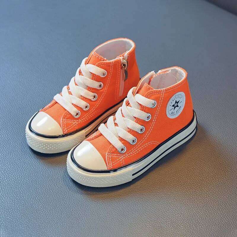 Girls Spring Korean Version Soft Soled Casual Boys High Top Canvas Children Antiskid Student Board Shoes Solid Color 26W0224