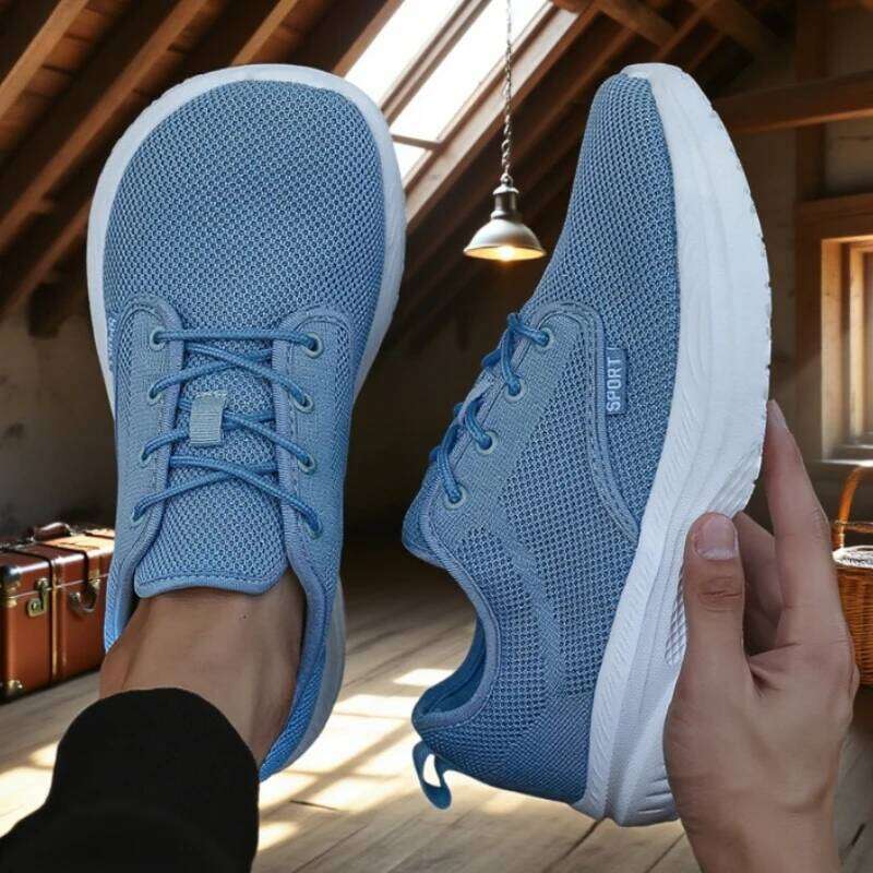 Wide Toe Thick Men's Shoe Breathable Mesh Comfortable Barefoot 2025 New Outdoor Camping Soft Soled Running Shoes