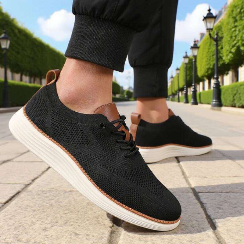 Men's Breathable Casual Navy Blue Lightweight Sneakers Fashion Mesh Upper Comfort Trendy Outdoor Street Style Men Shoes