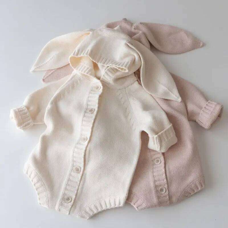 Toddler Bunny Ears Bodysuit Cute Baby Knitted Romper Easter Rabbit Jumpsuit 26H0224