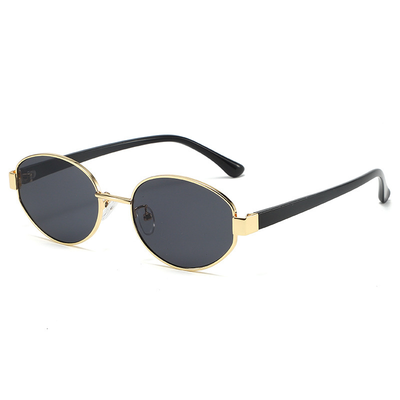 New Style Sunglasses For Women, Metal Oval Frame, Vintage Sunglasses, High-End Fashion, Stylish Wear, Decorative Glasses