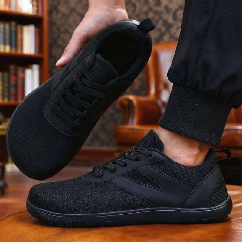 Wide Toe Barefoot Mens Lightweigh Non Slip Minimalist Walking Sneakers Zero Drop Trend Lace Up Casual Shoes for Men