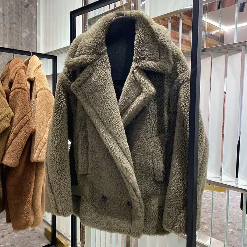 Women Jacket Teddy Bear Coat Winter Short Female Autumn Fashion Casual Camel Double Breasted Highend Keep Warm 260126