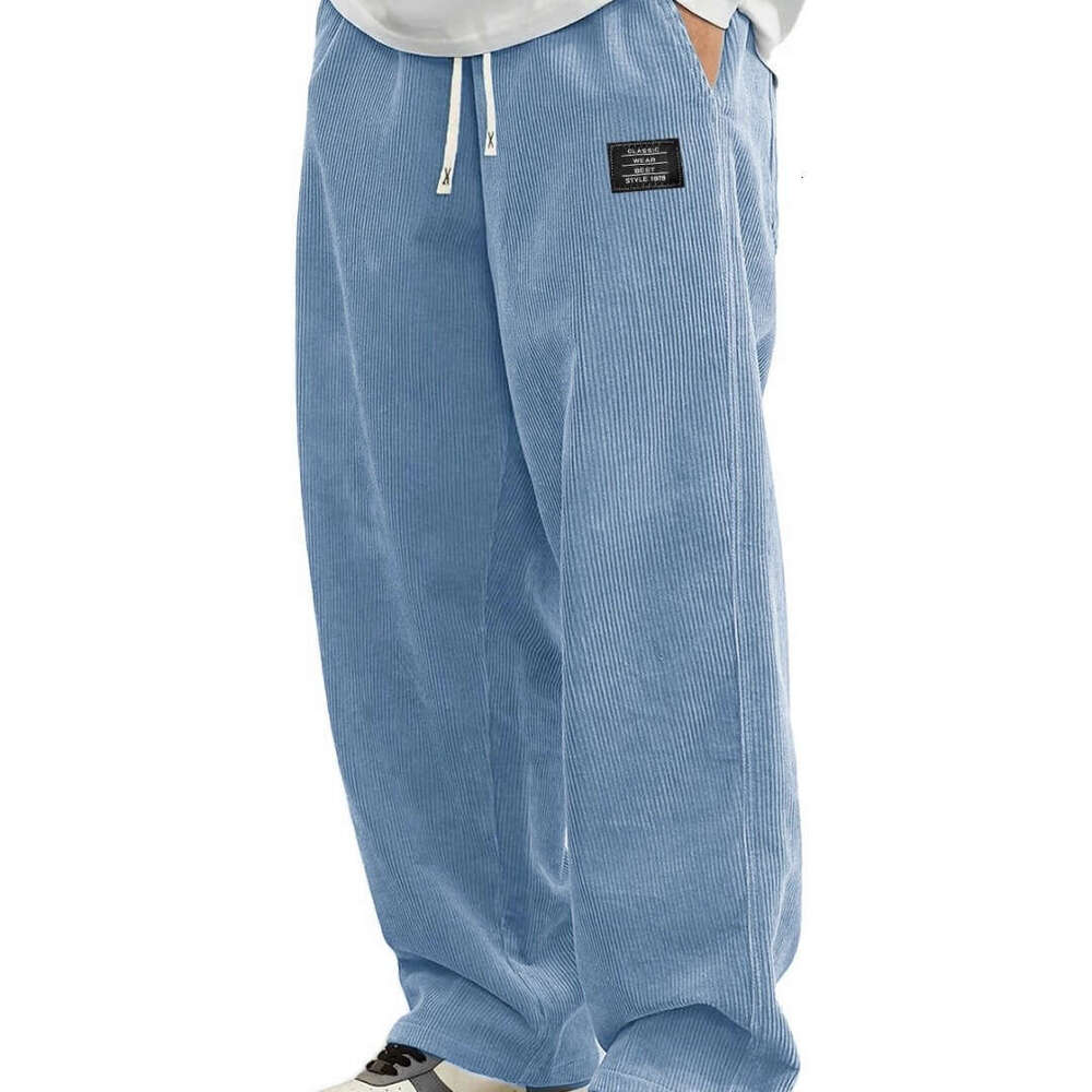 Amazon Cross-Border European Size Men's Autumn New Comfortable Long Loose Logo Corduroy Fabric Casual Pants