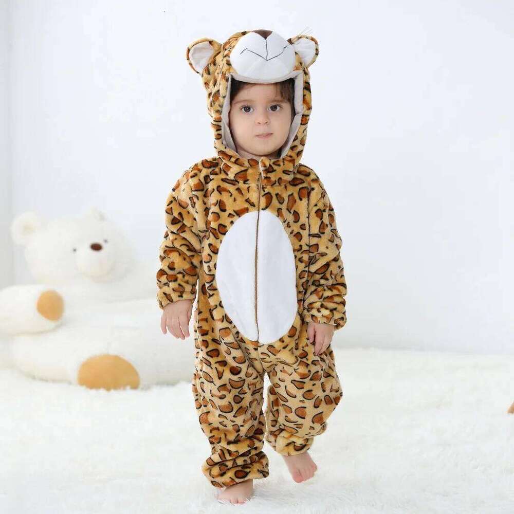 New Baby Unisex Romper Kigurumi Infant Cute Leopard Tiger Rabbit Animal Jumpsuits Newborn Pajamas For Kids Boys 26Y0224