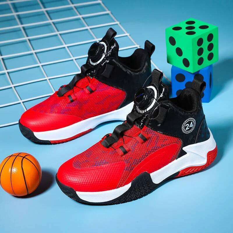 Yellow Children's Mesh Breathable Sports Shoes For Teenagers Non-Slip Wear-Resistant Basketball Sneakers Kids 26W0224
