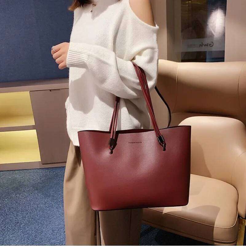 Ladies' Large-capacity Fashionable High-quality PU Handbag Niche Commuter Tote Minimalist Style Classic Shoulder Bag Z260224