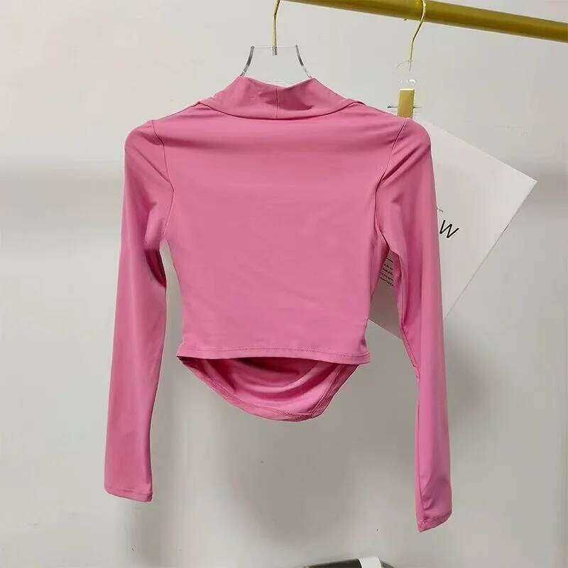 Women's Fixed-Pad Yoga Wear, Tight-Fitting, Slimming Sports Long-Sleeve Top, Running, Fitness, Pilates Training Apparel 26Y0224