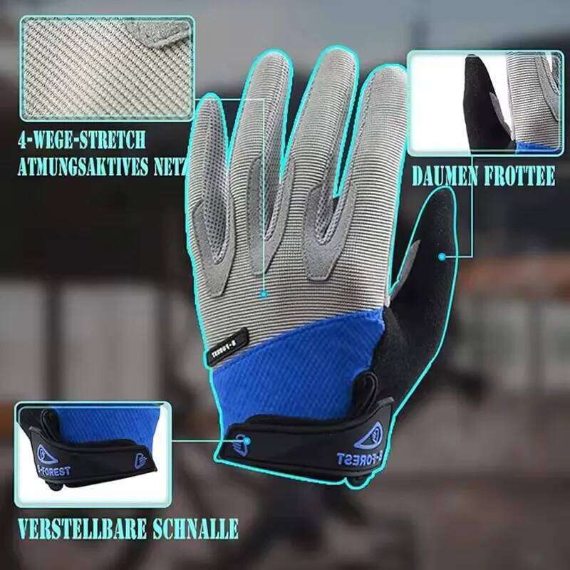 Spring Autumn Men's and Women's Sports Anti slip Fitness Outdoor Bicycle Full finger Riding Shock Absorbent Touchscreen Gloves 26H0224