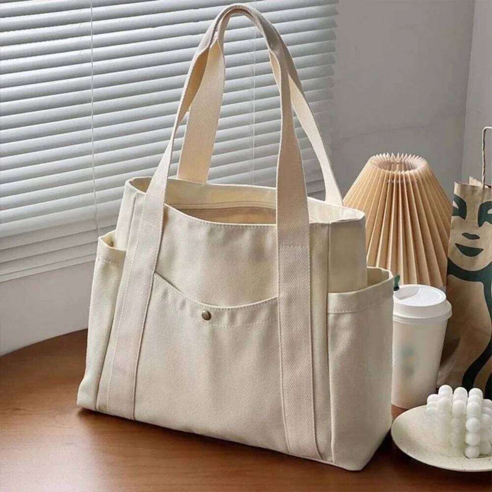 Large Capacity Canvas Tote Bags for Work Commuting Carrying College Style Student Outfit Book Shoulder Bag Bolsos Para Mujer Z260224