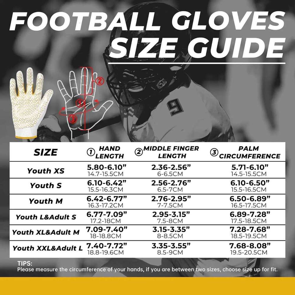 HANDLANDY Silicone palm Anti-slip Youth American Football Classic color Rugby Gloves 26H0224