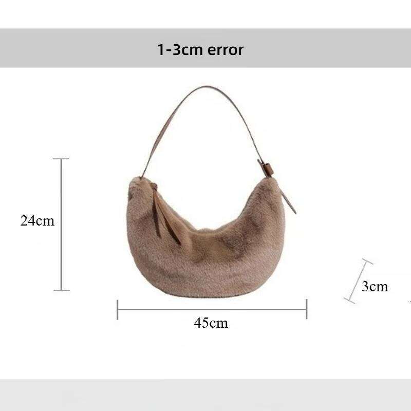 Faux Fur s Crescent Shoulder for Women Winter Plush Simple Underarm Large Capacity Female Furry Crossbody Bags Z260224