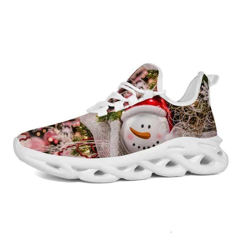 Men's Christmas Cute Women's Lace Up Flats Men Shoes Mesh Breathable Tennis Sports Shoe Athletic Male Sneakers