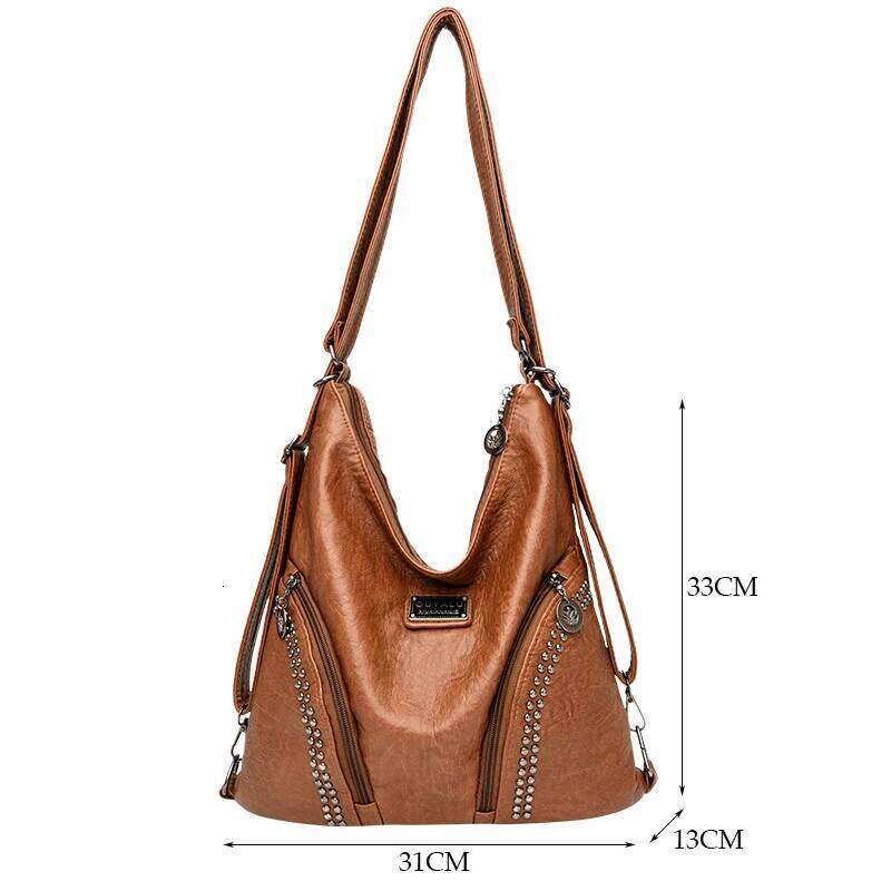 Multifunction Big Hand Bags for Women Winter Large Tote Fashion Rivet Shoulder Bag Female Luxury Soft Ladies Leather Handbag Z260224