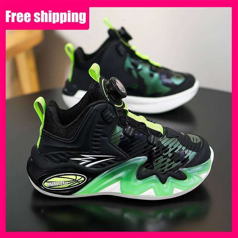 Children Basketball Autumn Shock-absorbing Rebound Wear-resistant Breathe Leather Soft Sports Running Shoes for Kids 26W0224