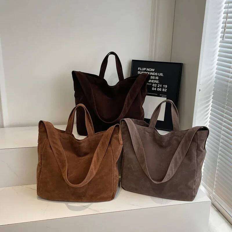 Large Capacity Velvet 2024 Hot Selling Tote Zipper Solid Color Popular Fashion Handbag Soft Simple Commuting Shoulder Bag Z260224