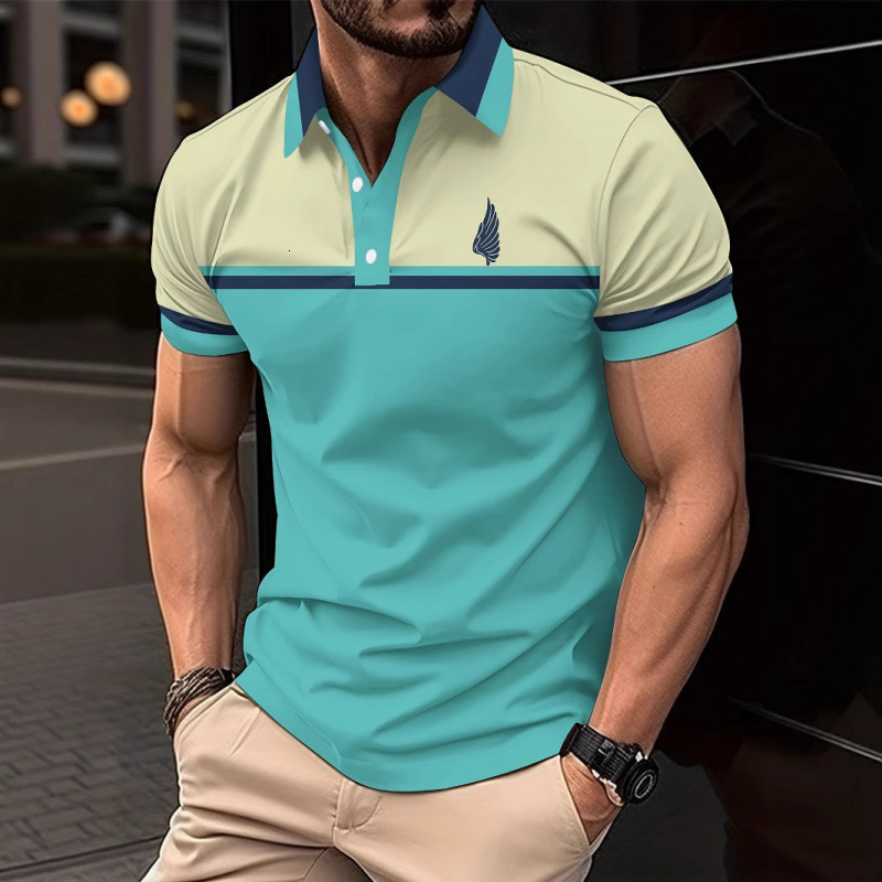 Luxury Brand Designer Clothes 2025 European And American Cross-Border Independent Station Summer Men's Color-Blocked 3D Printed Short-Sleeve Butt