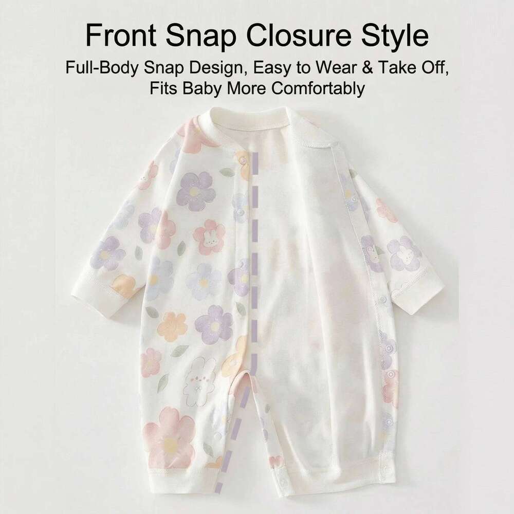 Somenie Baby 100% Cotton Boys Girls Long Sleeve Romper Infant Cute Printed Fruit Onesie Pajamas 1-3-6-9M 4 Season 26Y0224