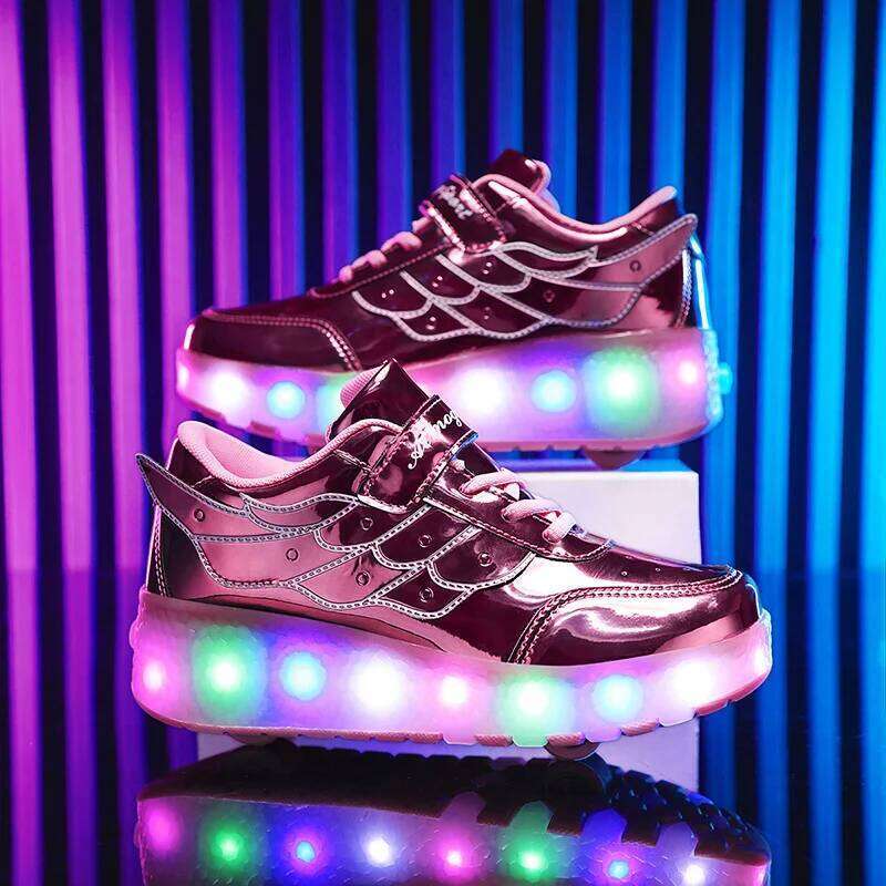 TJR Sneakers Shoes Outdoor Deformation Parkour Dual-Use Children Girls Boys Adult Men Women Unisex Roller Skates 26W0224