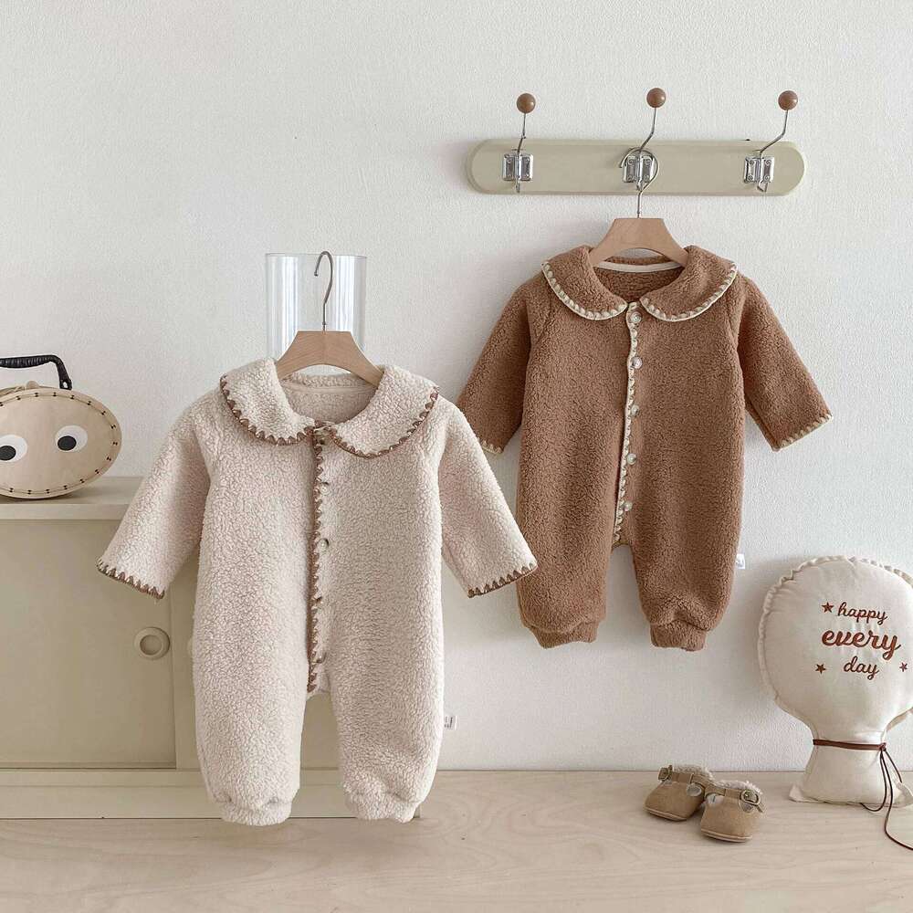 Autumn Winter Baby Romper Double-sided Fleece Infant Girls Warm Jumpsuits Toddler Outfits 26H0224