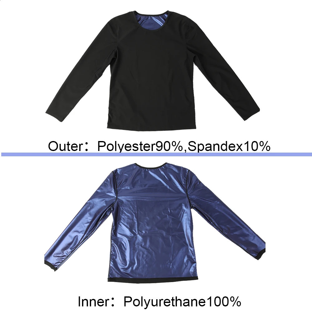 Long Sleeve Mens Sauna Top Gym Exercise Fat Burning T-shirt Round Neck 5 Times Sweat Black S-3XL Stretch Sports Clothes 260129