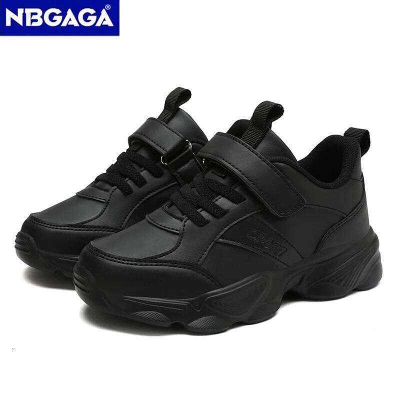 Children's Fashion Sports Breathable Student Black School Walking Shoes Anti-skid Boys& Girls Casual Running Sneaker 26W0224