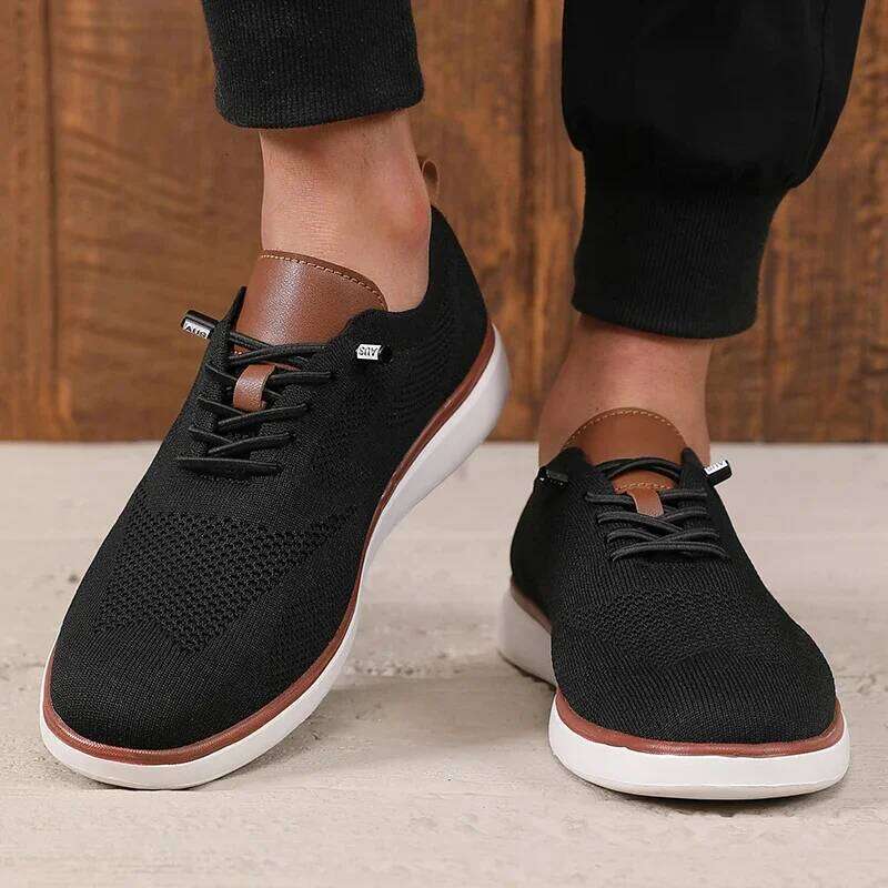 Fashionable Avant Garde Men's Sports Knitted Mesh Breathable Trendy Appearance Flat Versatile Street Casual Shoes